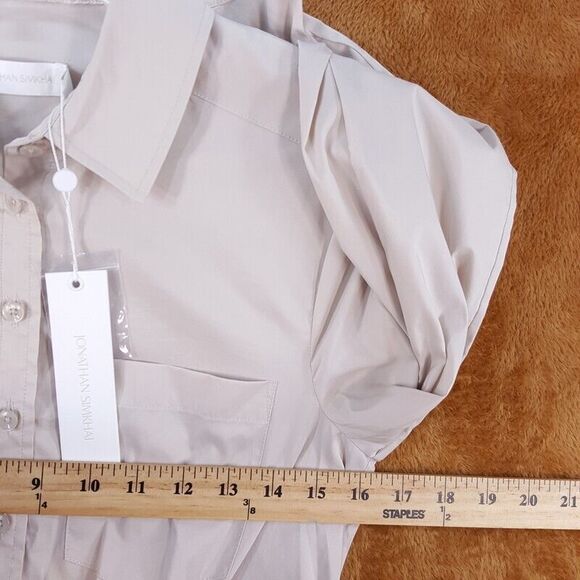 JONATHAN SIMKHAI Womens Shirt Dress Size 0 Tan Mini Cut Out Lightweight SHAELYN - Picture 10 of 12